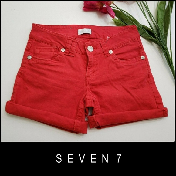 Seven7 Pants - Seven 7 Woman Flat Front Folded Hem Stretch Short